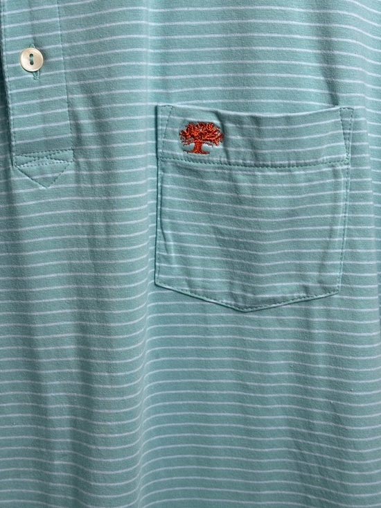 Peter Millar Men's XL Mint Green & White Striped Polo Shirt with Chest Pocket - Picture 4 of 8